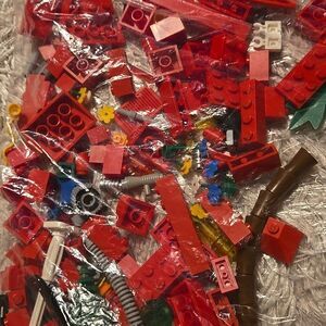 LEGO DUPLO tyco car LOT custom pieces vintage reds as seen colorful bag blocks